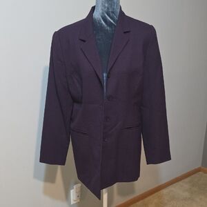 Norton McNaughton Petite Wool Blend Blazer 10P Deep Eggplant Purple